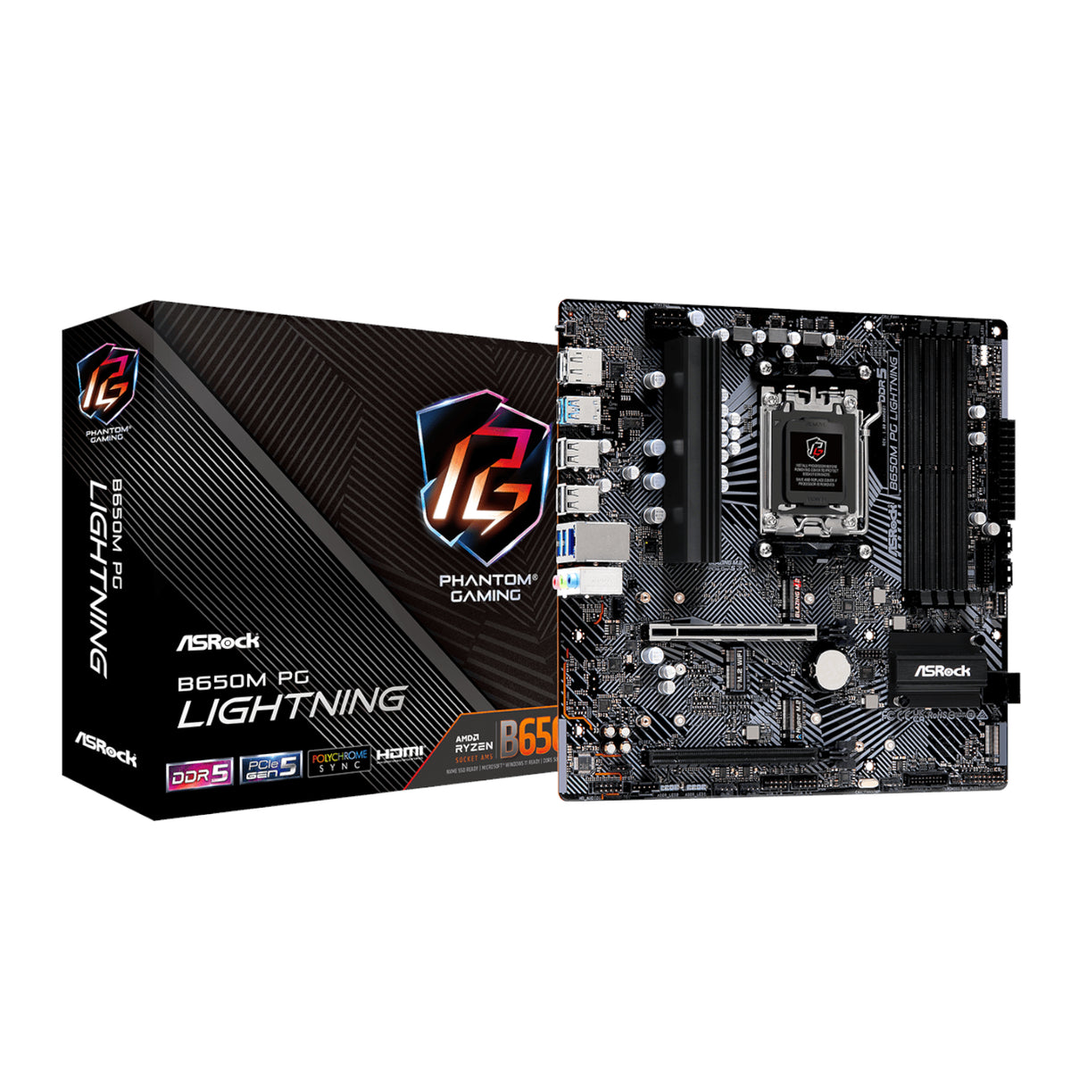 ASRock B650M PG Lightning AMD AM5 Micro ATX Motherboard