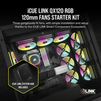 Corsair iCUE LINK QX120 RGB 120mm PWM PC Fans Starter Kit with iCUE LINK System Hub