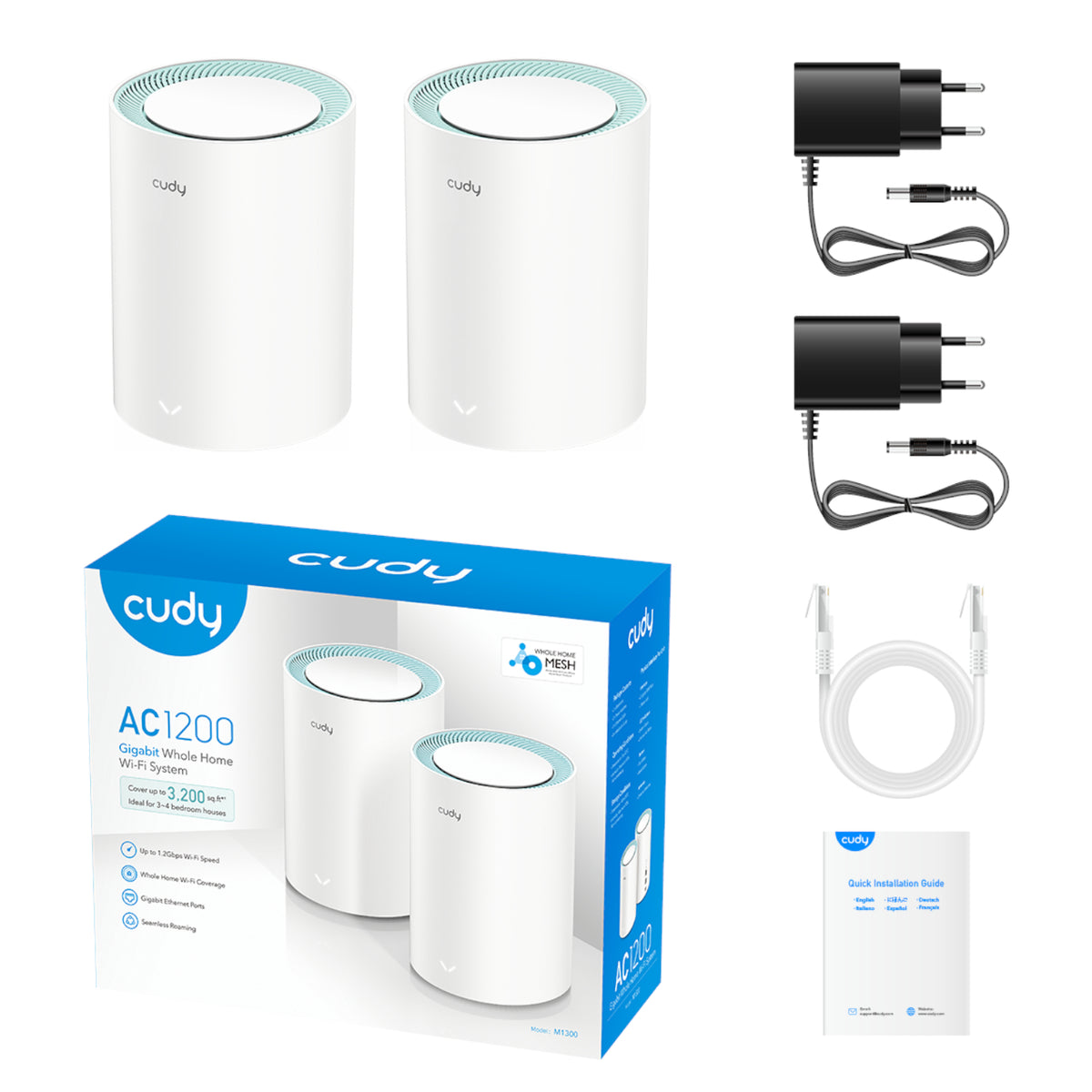 Cudy AC1200 Wi-Fi Mesh Kit 2 Pack With Gigabit