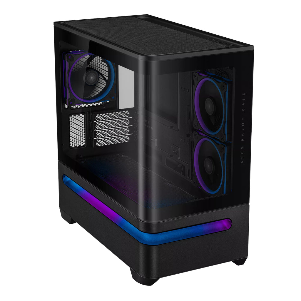 Asus Prime AP202 ARGB Curved Tempered Glass Micro-ATX Chassis – Black