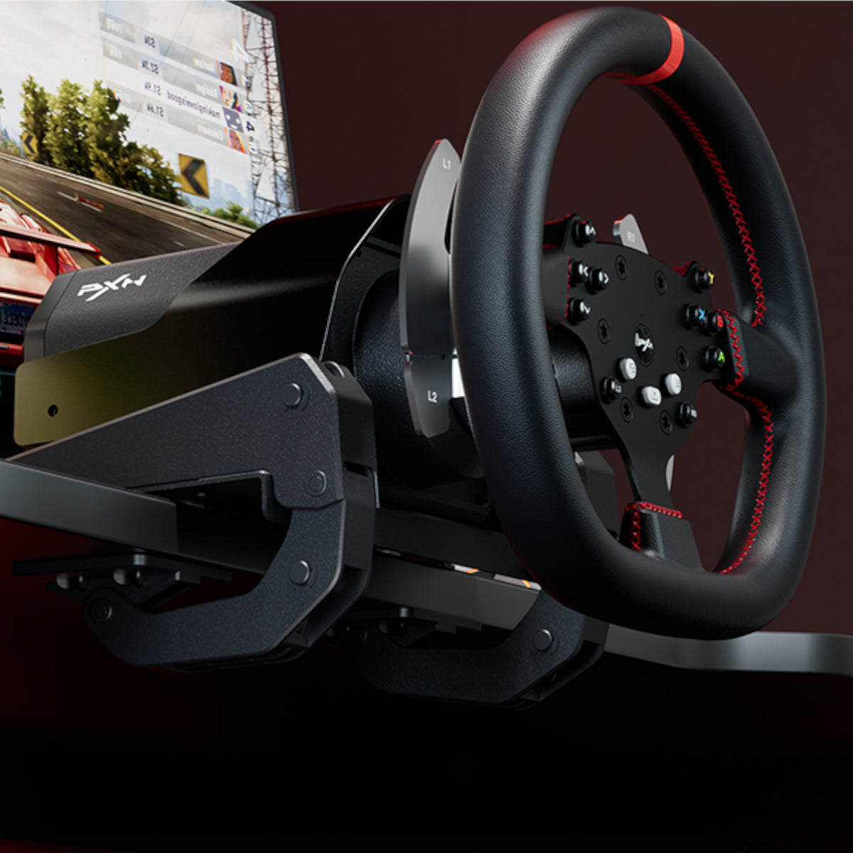 PXN V10 Ultra 270/900° 3.2nm Direct Drive USB Steering Wheel with Hall Effect Dual Pedals