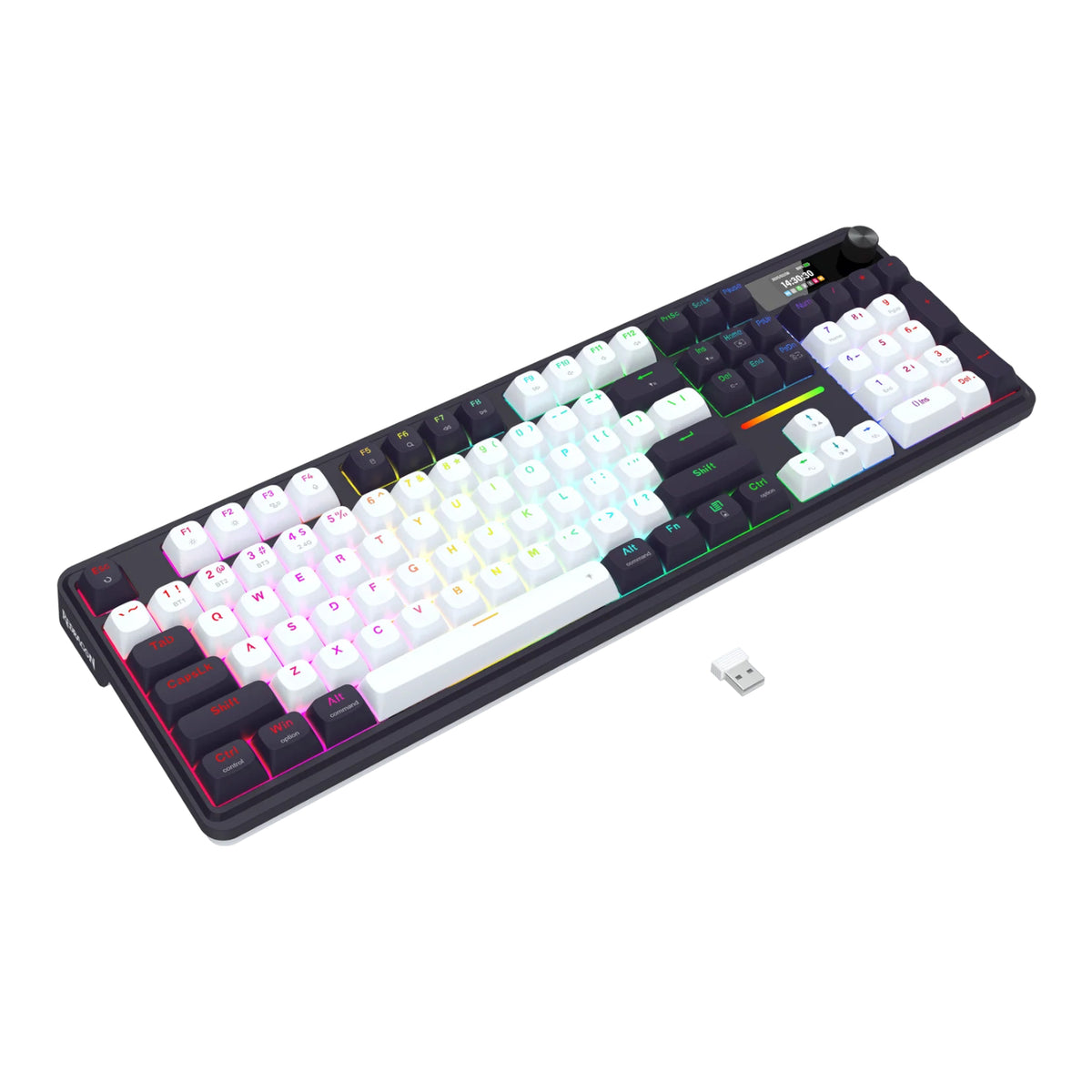 Redragon K762WB-RGB-PRO LCD Full-size Gasket Mechanical Keyboard - Black
