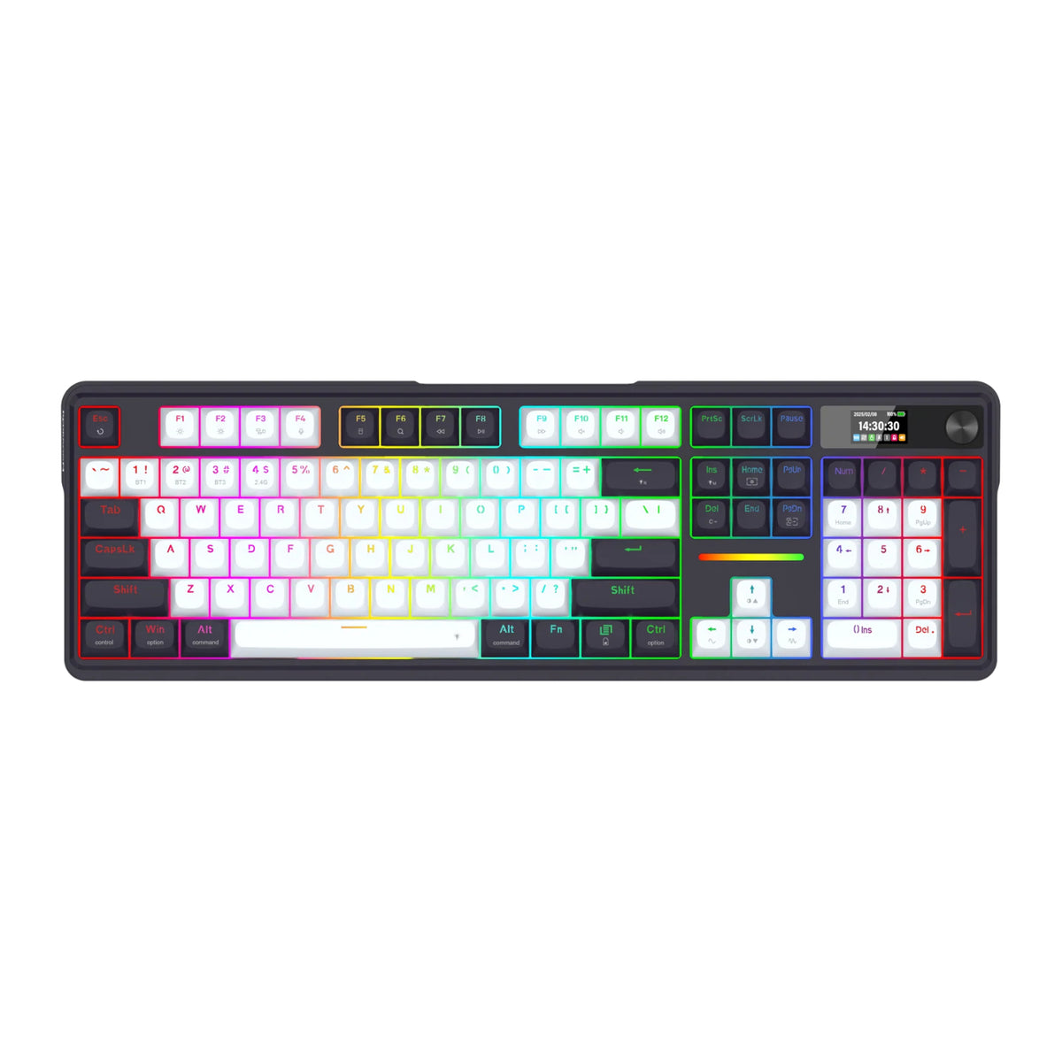 Redragon K762WB-RGB-PRO LCD Full-size Gasket Mechanical Keyboard - Black
